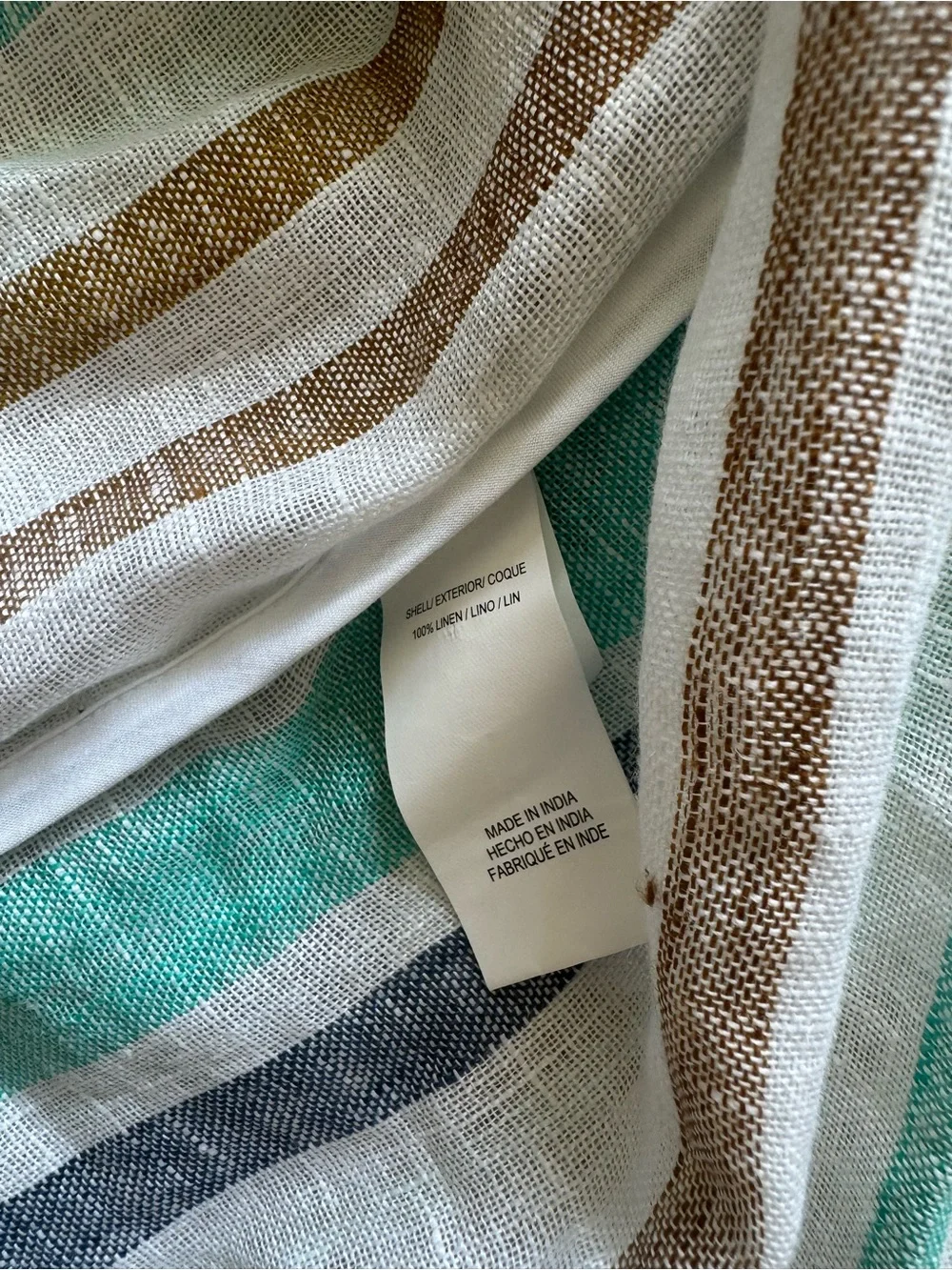 NWT Vitamin A Swim Playa Linen Boyfriend Shirt, Tidal Stripe, Blue/White/Tan, XS